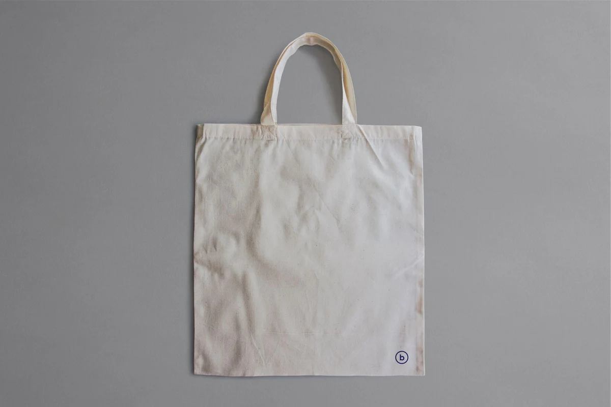 A plain canvas tote bag