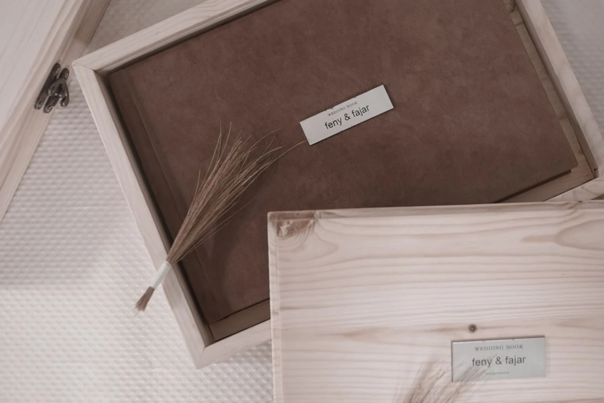 A photograph album kept in a wooden box
